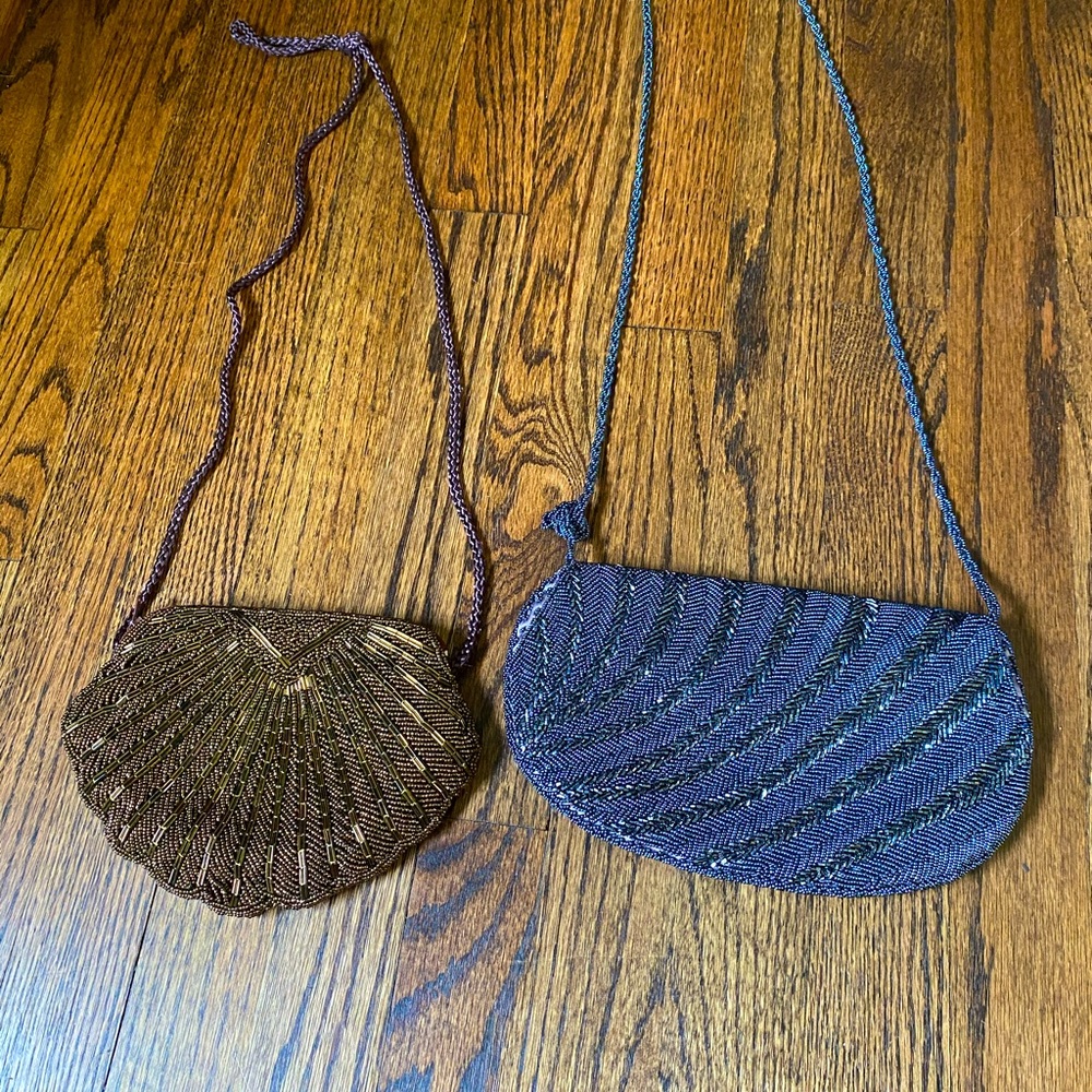 2 vintage sequined cross body evening bag
